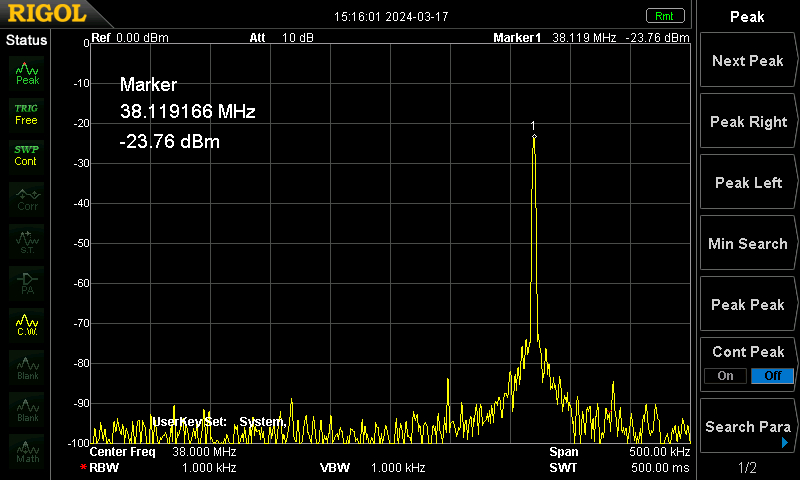 Uitslag oppikspoel 38.119 MHz